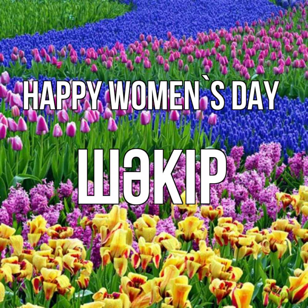 Greetings card с именем, ШӘКІР happy women`s day цветы Greetings with text for free download 
